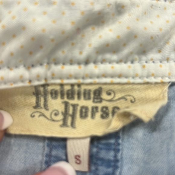 ANTHROPOLOGIE HOLDING HORSES Lightweight Chambray Hooded Jacket Size Small - Picture 9 of 12